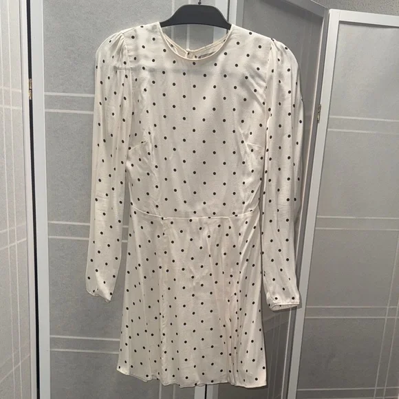 Reformation | Dresses | Reformation Ivory And Black Dot Long Sleeve Dress |  Poshmark